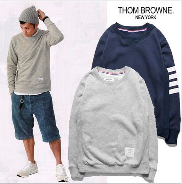 

оптовая продажа-мужская мода хлопчатобумажная толстовка thom brown hot sale мужские рубашки 2 цвета синий серый, Black