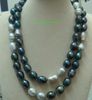 100% GENUINE 10-11mm tahitian black gray pearl necklace 36''