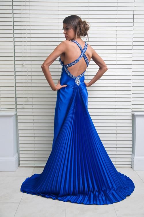 Sexy Azul Una Línea de Respaldo de la Realeza de Vestidos de fiesta de  reino unido
