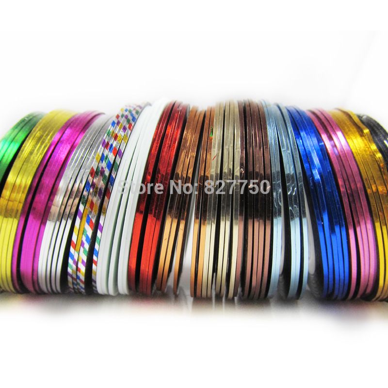 Wholesale-30Pcs/Lot Mixed Colors Nail Art Tips Decoration Sticker Striping Tape Line High Quality