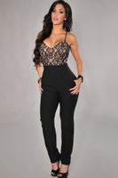 Wholesale-rompers womens jumpsuit Lace Top Cross Straps Backless Party Jumpsuit macacao women plus size LC6307 Only You 