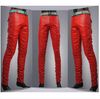 Wholesale-Hot Streetwear Pu Leather Mens Pants Full Length Hi-fashion Casual Men and Women Pants Black,Red Free Shipping