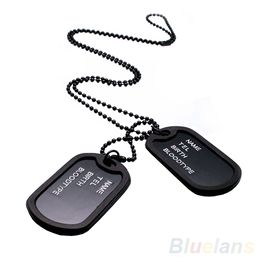 Wholesale- Army Style Black 2 Dog Tags Chain Mens Pendant Necklace Jewelry items 02IT