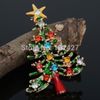 Wholesale-5Pcs/lot Wholesale Fashion Accessories Rhinestone Green Tree with 18K Gold Plated Christmas Brooch Pin