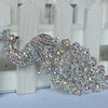 Wholesale-Lager Silver Crystal AB Rhinestone Brooch Big Peacock Brooches For Women Wedding Bouquets Clip Scarf Buckle Hijab Pins 09014