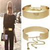 Groothandel-1pc 66 cm dames punk full metalen spiegel taille riem metalen gouden plaat brede cumerbonnen met kettingen Lady IC671419