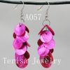 New A057# Shell Earring Pink Color Size 1.2cm Length 6cm. 925 silver Dangle Shell Earring.
