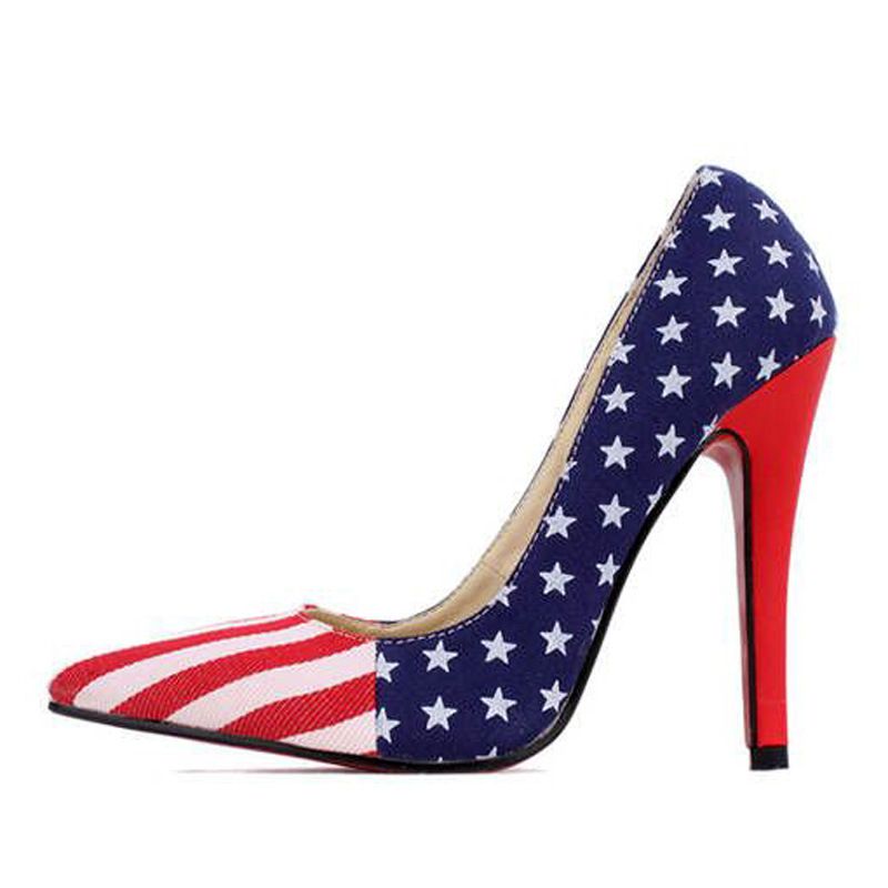 red and blue pumps