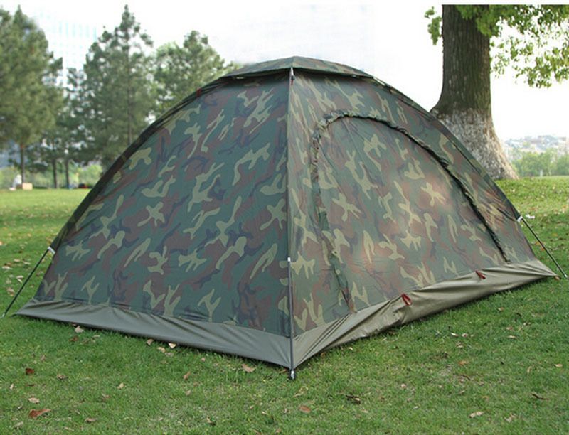 Partihandel-Camouflage Camping Tält 1-2 Människor Utomhus Vandring Turist Tält TIENDA CAMPING med toppkrok Vattentät Index 2000 mm