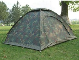 Wholesale-Camouflage Camping Tent 1-2 People Outdoor Hiking Tourist Tents Tienda Camping With Top Hook Waterproof Index 2000 mm