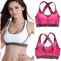 Partihandel-New Fashion Sexy Womens Lady Yoga Fitness Stretch Workout Tank Top Seamless Padded Sports Vest Bra Blouse Tanque