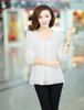 All'ingrosso-2015 Nuova moda vendita calda Plus Size Casual manica lunga in chiffon camicetta per le donne W4279