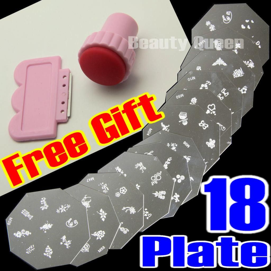 18 pcs lot DIY Nail Art Kond Stamp Stamping Image Plate Design Template NEW +Free Gift + Free Ship-image-96392312