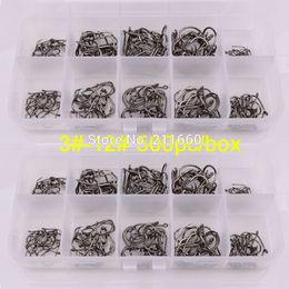 Wholesale-500Pcs/Box fishing tackle 3#-12# single hook High Qulity Fishing Hook black color Jig Big Hook Treble Hooks Free Ship