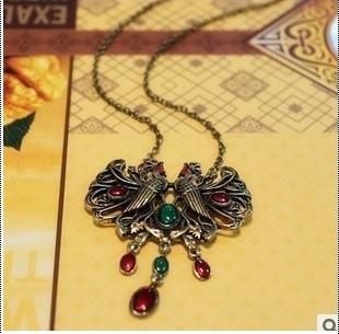 HOT Vintage Personality Peacock Shape Sweater Chain Gemstone Long Necklace Fashion Women's 