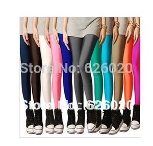 Partihandel-Sexig Solid Candy Neon Plus Size Women's Leggings High Stretched Sports Jeggings Fitness Clothing Ballet Dancing Pant