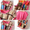 Wholesale-Womens Chic Colorful Geometric Pattern Sleeveless Mini Dress Round Neck Dress For Freeshipping