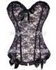 Mulheres Shapers Atacado-2015 Nova Moda Mulheres Sexy Lace Up Overbust Espartilhos Strapless Aço Desossado Bustiers Top + G-string Floral Impressão Espartilho L230914