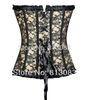 Women's Shapers Wholesale-2015 New Fashion Women Sexy Lace Up Overbust Corsets Strapless Steel Boned Bustiers Top + G-string Floral Print Corset L230914