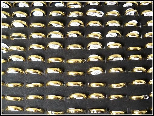 Anneaux en acier inoxydable de polissage de plat d'or de mode de 4mm