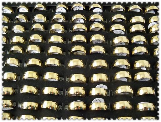 Les anneaux d'acier inoxydable de polissage de plat d'or de mode de largeur de 7.5mm