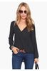 Partihandel-New Spring Summer Chiffon Shirt Fashion Sexig Deep V-Neck Kvinnor Blusar Svart Vit Röd Långärmad Toppar Blusa 9236