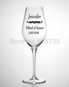 Wholesale-Wedding Decoration - DIY Wedding Bride and Bridesmaid Wine Glasses Vinyl Decal Stickers free shipping,MOQ $ 5