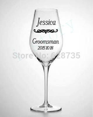 Wholesale-Wedding Decoration - DIY Wedding Bride and Bridesmaid Wine Glasses  Decal Stickers free shipping,MOQ $ 5