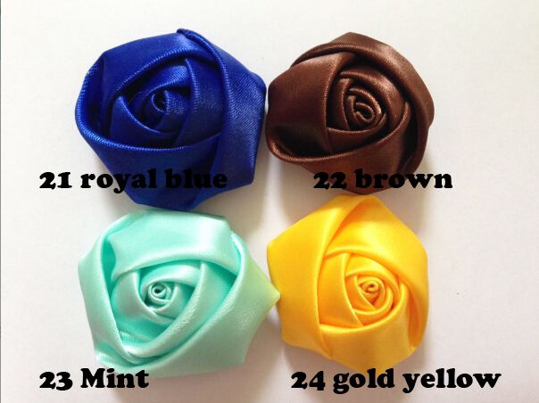 Wholesale-100pcs/lot (can select colors) DIY Baby Kids 4cm Satin Rolled Ribbon Rose Flowers polyester fabric rosettes hair accessories