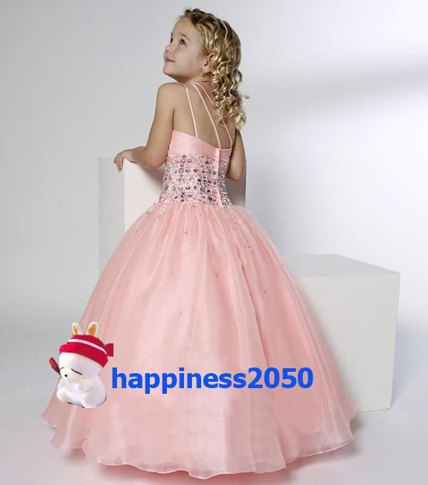 Lovely Pink Organza One-spalla perline Flower Girl Dress vacanze gonna abiti da compleanno abiti pageant taglia personalizzata 2 4 6 8 10 12 F1218086