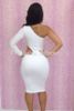 Wholesale-HOT New 2015 Bandage Dress Chest Hollow OuT One-Shoulder Bodycon Dress Tight Package Hip Soild 2 Color Women Sexy Dresses