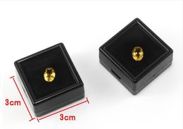 Wholesale-Black & White 3cm x 3cm 105pcs/lot Diamond Display Box Plastic Diamond Case with glass lid Stone Box Gem Display package