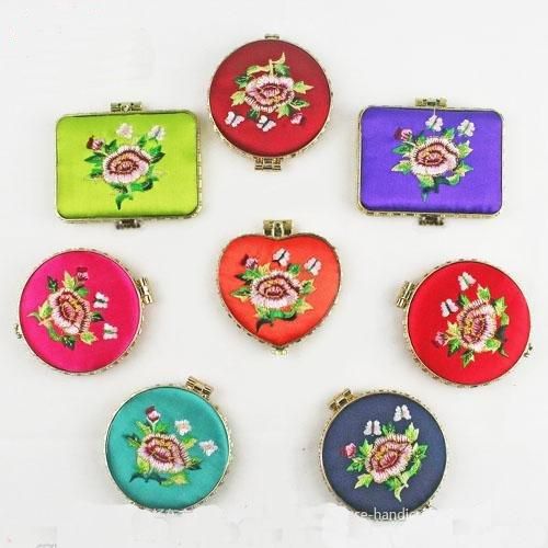 Personliga Pocket Speglar Compact Favors Silk Broderad Dubbelsidig 30st / Free