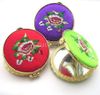 Personalized Pocket Mirrors Compact Favors Silk Embroidered Double side 30pcs/lot Free
