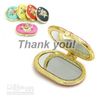 Vintage Round Foldbar Compact Mirror Party Favoriter Kinesisk Silk Broderi Dubbelsidig Pocket Mirror 10st / Lot Mix Färgfri frakt