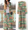 Gros-PQ373 Été Femme Dames Imprime À Manches Longues Bohemian Cardigan Maxi Robe À La Cheville Vintage Cover-up Keep Put Hot Sun S / M / L