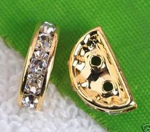 spacer 4mm 12mm holes crystal clear bar rhinestone findings beads plate jewelry gold