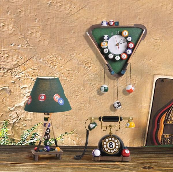 RAM Gameroom Billiard Clock Wall Art Billiards Parlour Wall Clock