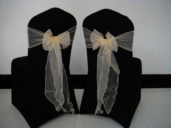 Cream Color 8 '' * 108 '' Organza Chair Sash 100 stks Veel gratis verzending voor bruiloft, feest, hotelgebruik