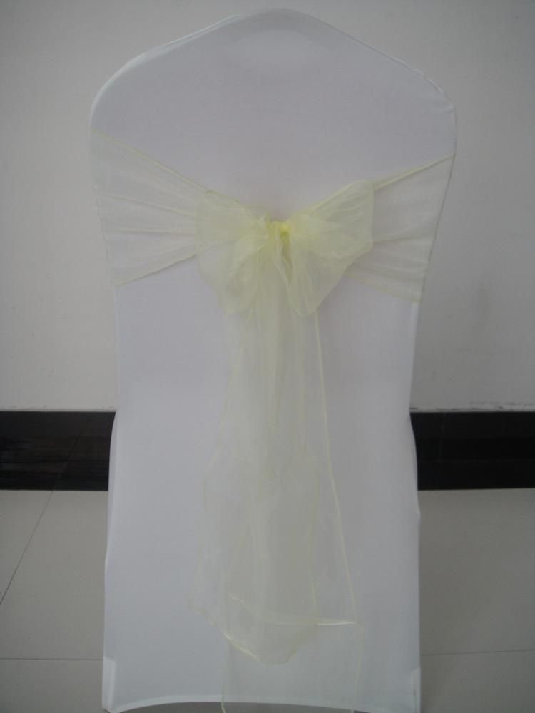 Yellow Lemon Organza Chair Sash 100pcs Dużo z bezpłatną wysyłką na wesele, impreza, dekoracja hotelu