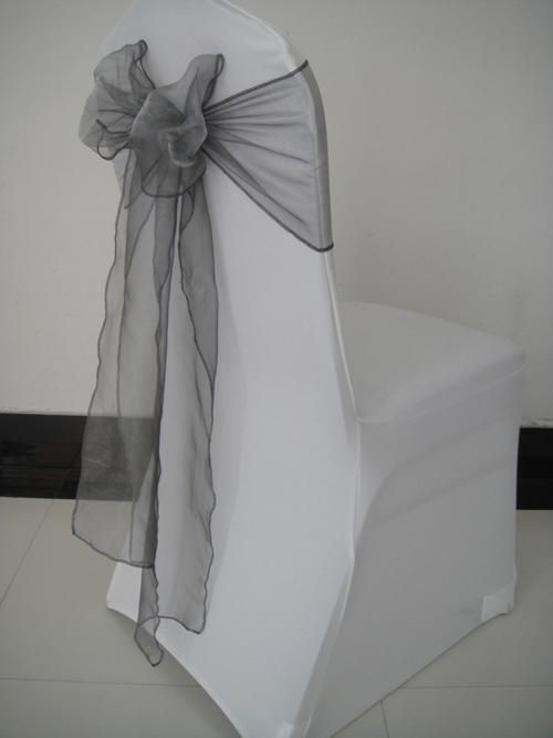 Light Silver 8 ''*108 '' Organza Chair Sash/Chair Bow 100st MOQ för bröllop, bankett, hotelldekorationsanvändning