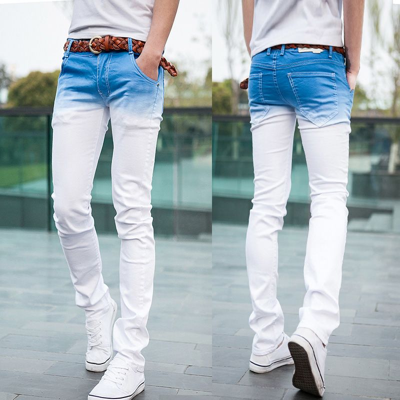 2018 Wholesale Male Gradient Jeans Male Tight Fitting Jeans Tight ...