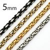 Wholesale-Customized 5mm Black Gold Silver Tone Stainless Steel Necklace Byzantine Box Mens Boys Chain Necklace Wholesale Jewelry KNM15