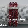 Ny kvinnans armband A442 # New Red Color Crystal 6mm Längd 7.5INCH 3OWS Elastic Armband