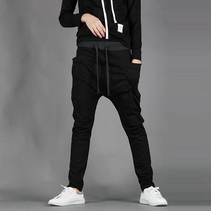 Wholesale-New Mens Boys Fashion Harem Sports Dance Sweatpants Big Pockets Pants Baggy Jogging Casual Trousers Male costume new men's foot