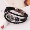 Wholesale-Handmade braided charm Genuine Leather bracelet men fashion vintage engraved bracelets bangles korean jewelry pulseira masculina