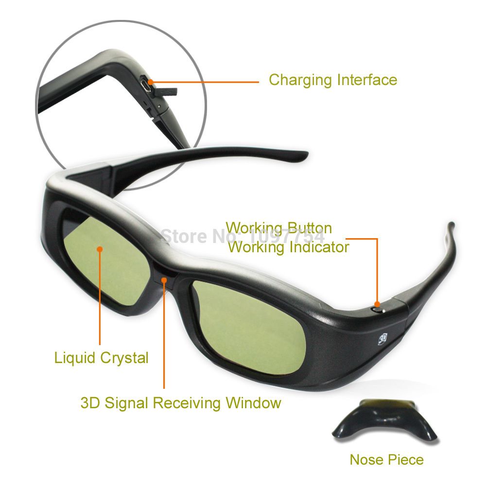 Wholesale Rechargeable Active Shutter Bluetooth 3D Glasses / Projecor