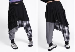 Wholesale-New Fashion Brand Casual Women Baggy Harem Pants Hippie Rope Plaid Patchwork Female Hip Hop Dance Sweatpants