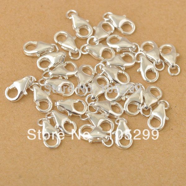 

free shipping 50pcs a lot 925 sterling silver jewelry findings accessories lobster clasp with opening jump ring fittings charms
