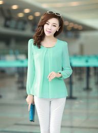 Europe New Fashion Hot Sale Plus Size Casual Long Sleeve Chiffon Blouse Shirts For Women S~4XL 7 Colours Dropshipping 8912